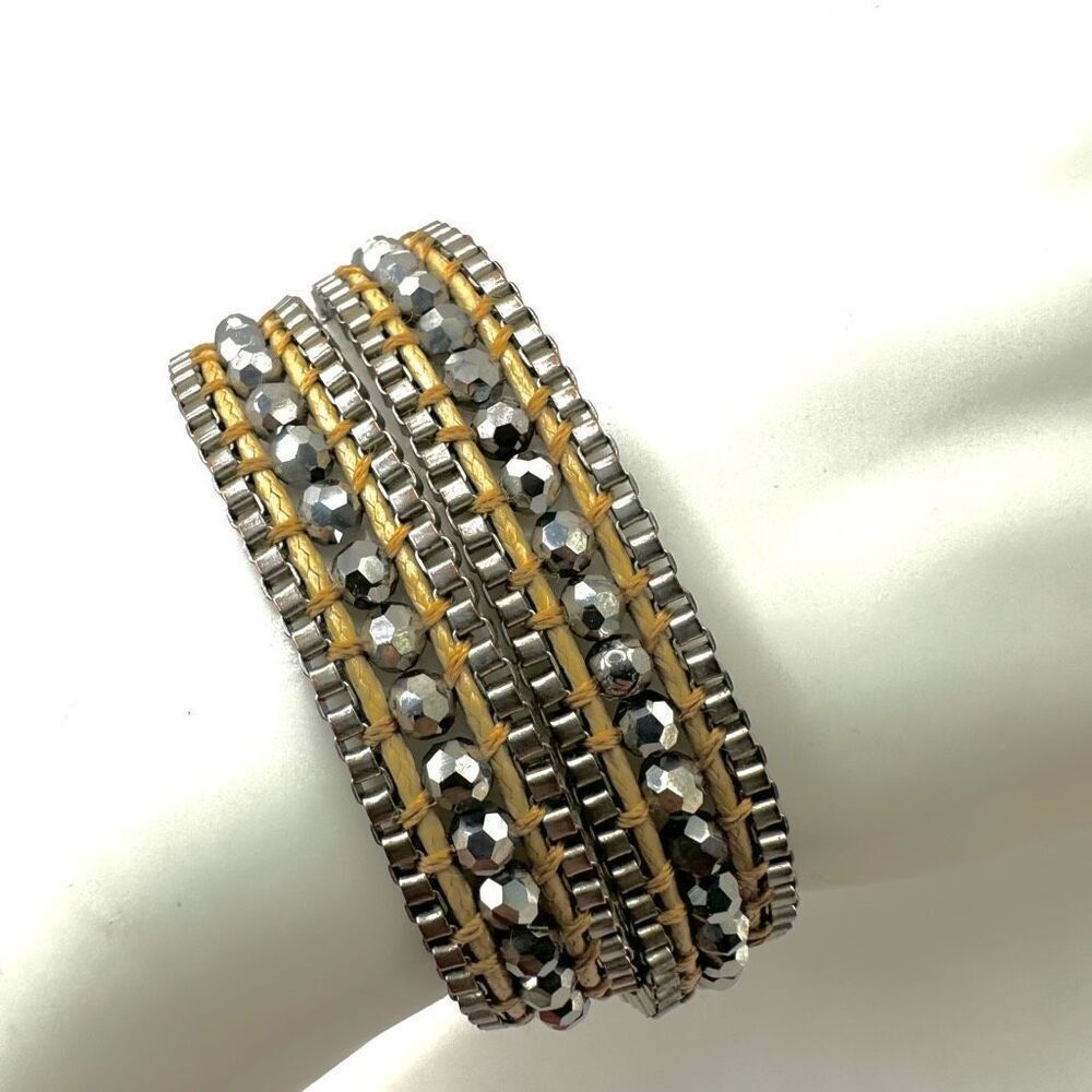 Katie Soleil Beaded Wrap Silver Bracelet